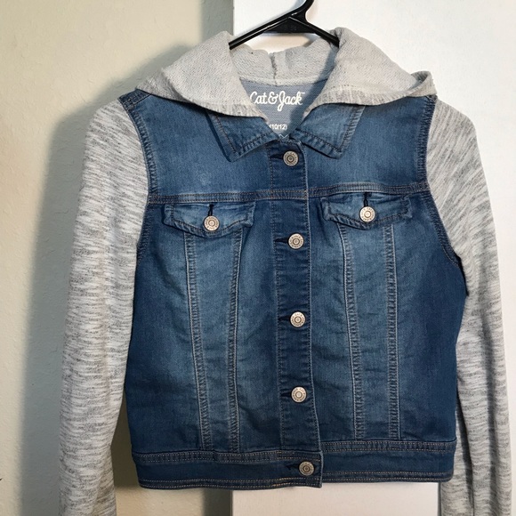 Cat & Jack Other - Cat & Jack girls Denim Jacket, French Terry kitty cat hoodie.